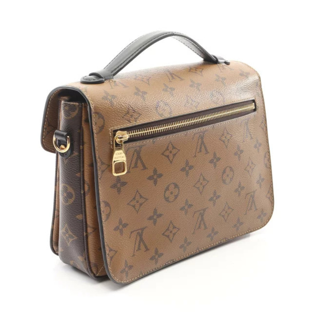 Louis Vuitton Monogram Leather Handbag Canvas Metis Reverse Brown Pochette